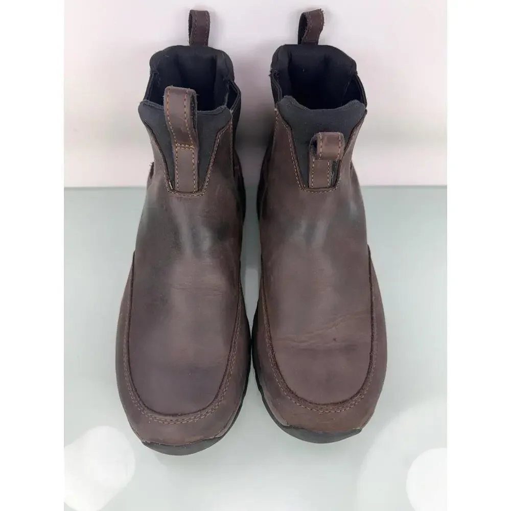 LL BEAN Traverse Insulated Trail Boots Slip On Brown Leather Chelsea Size 9 M